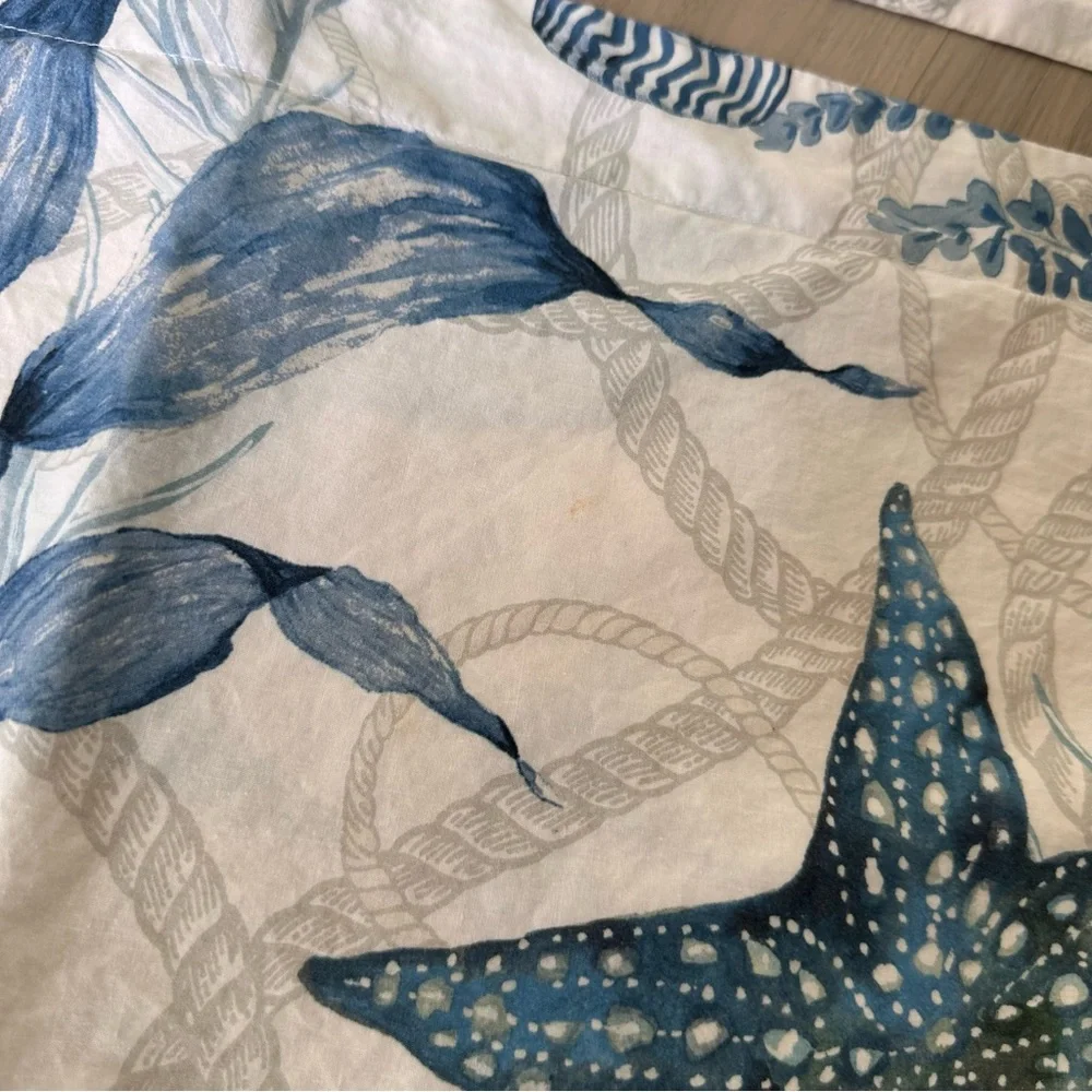 Pottery Barn Blue Sealife Starfish King Shams